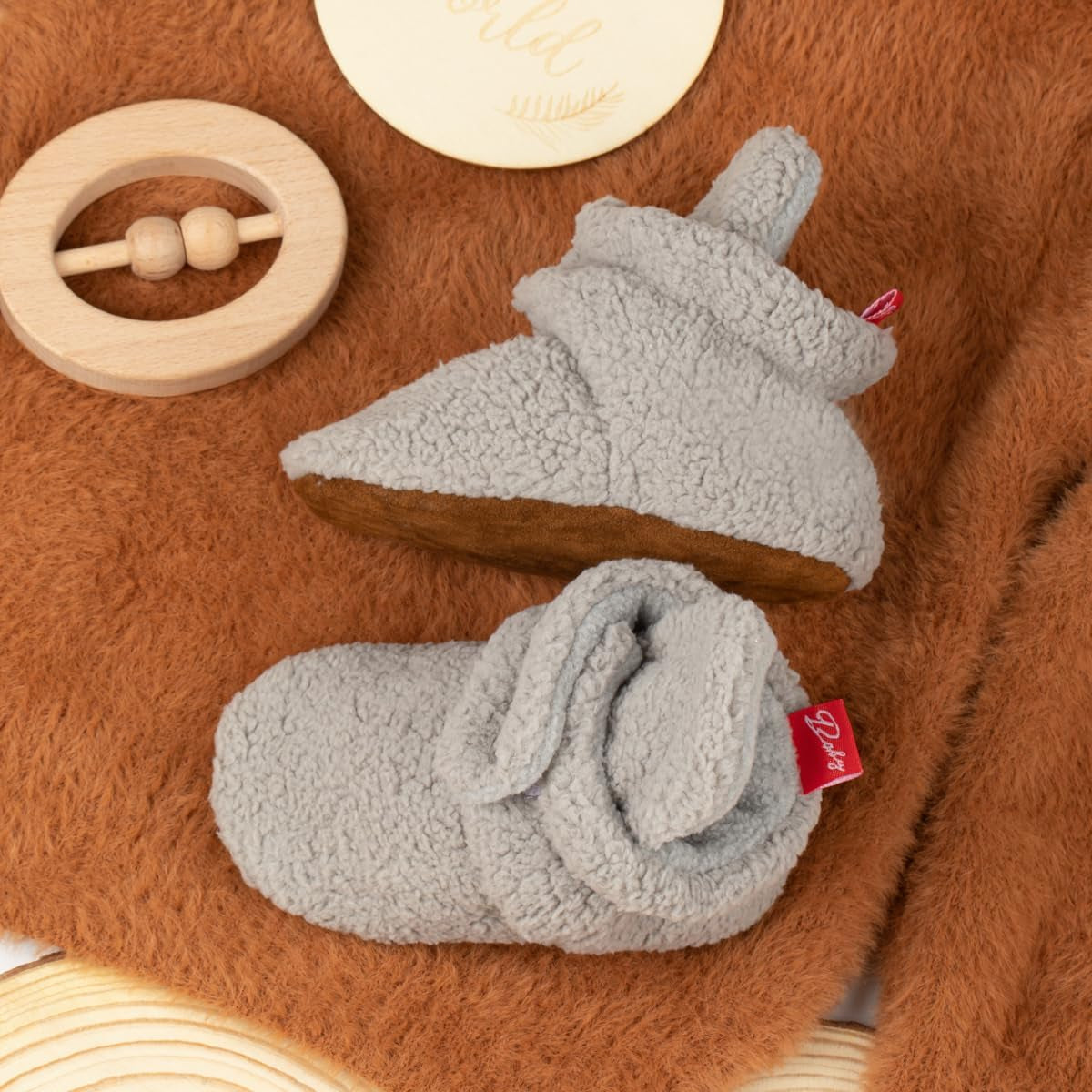 Newborn Baby Girls Cotton Booties Infant Boys Slippers Stay on Sock Soft Shoes Non Skid Ankle Boots with Grippers Winter Warm First Walkers Crib Shoes
