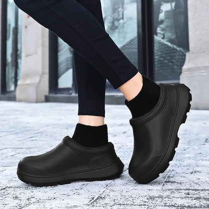 YISHEN Women Shoes Kitchen Work Shoes Oil-Resistant Waterproof Non-Slip Hotel Restaurant Chef Shoes Winter Flat Boots for Couple