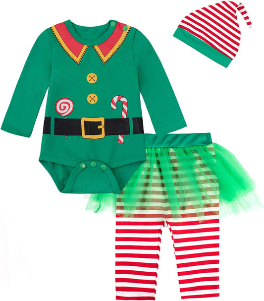 Baby Girls Newborn 1St Christmas Costume Tutu Dress Santa Claus Outfit Set