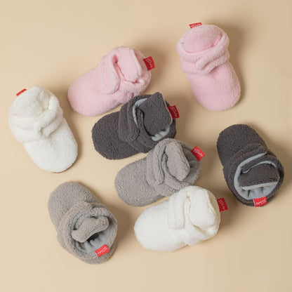Newborn Baby Girls Cotton Booties Infant Boys Slippers Stay on Sock Soft Shoes Non Skid Ankle Boots with Grippers Winter Warm First Walkers Crib Shoes