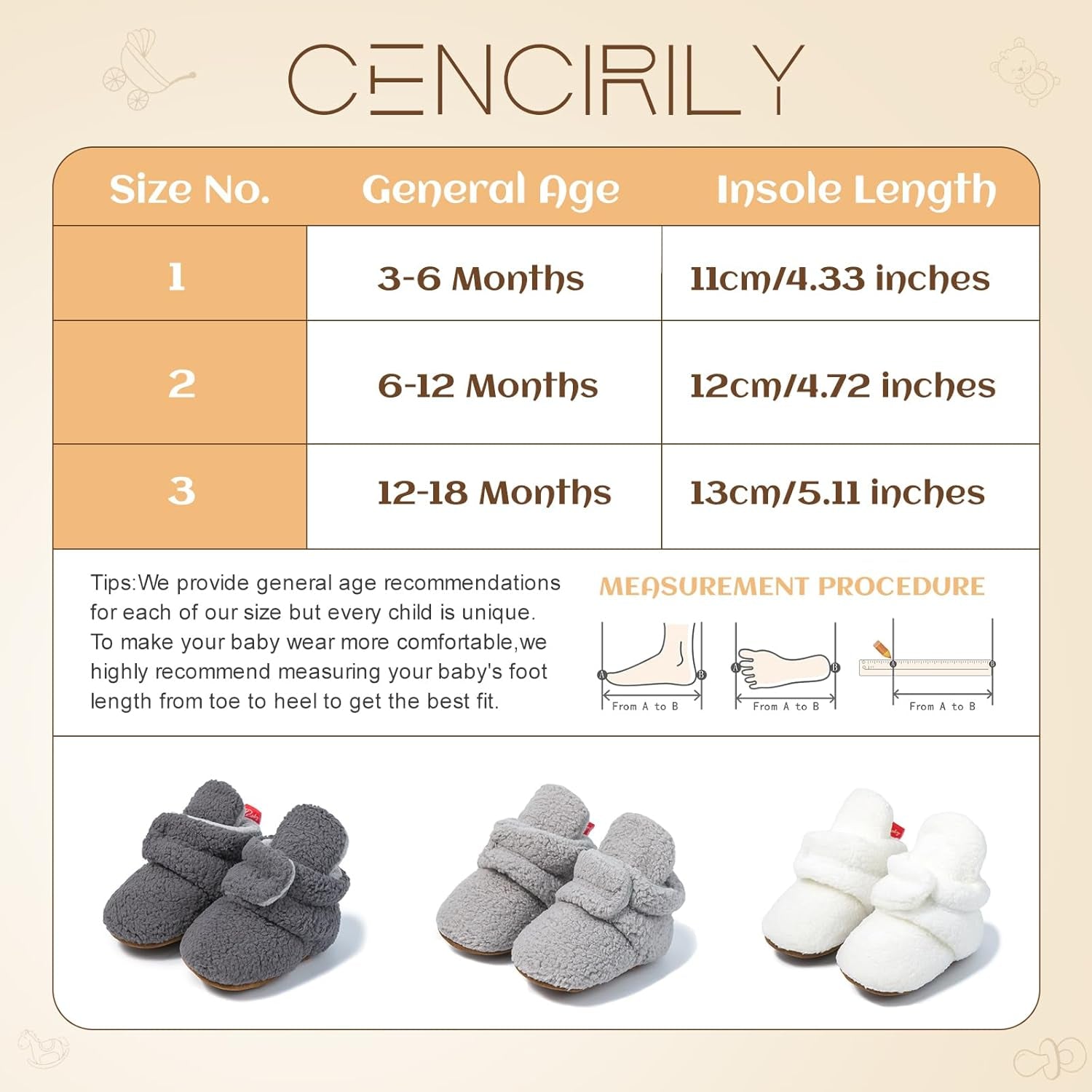 Newborn Baby Girls Cotton Booties Infant Boys Slippers Stay on Sock Soft Shoes Non Skid Ankle Boots with Grippers Winter Warm First Walkers Crib Shoes